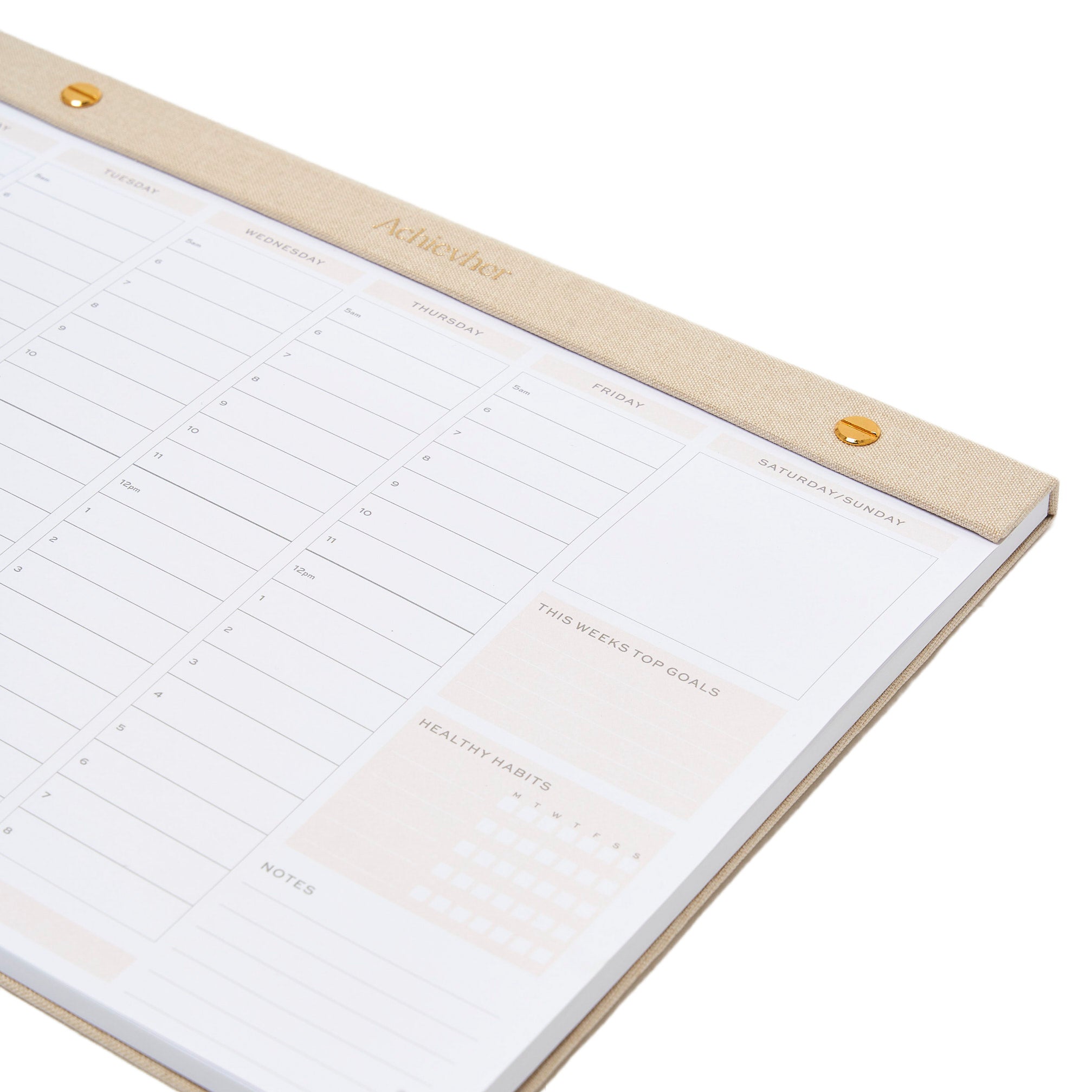 Achievher A4 Ecru Linen Weekly Planner