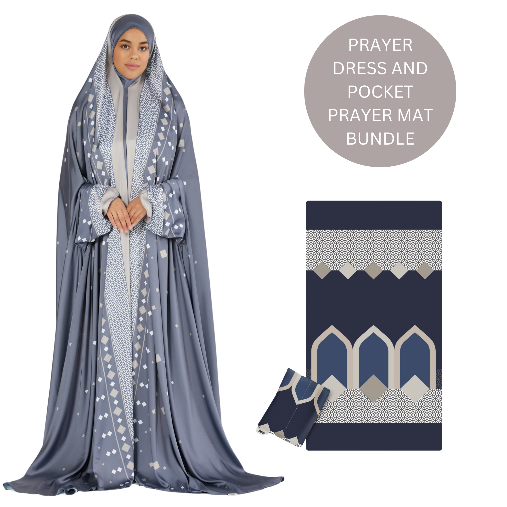 'Abu Dhabi' Prayer Dress & Pocket Prayer Mat Bundle