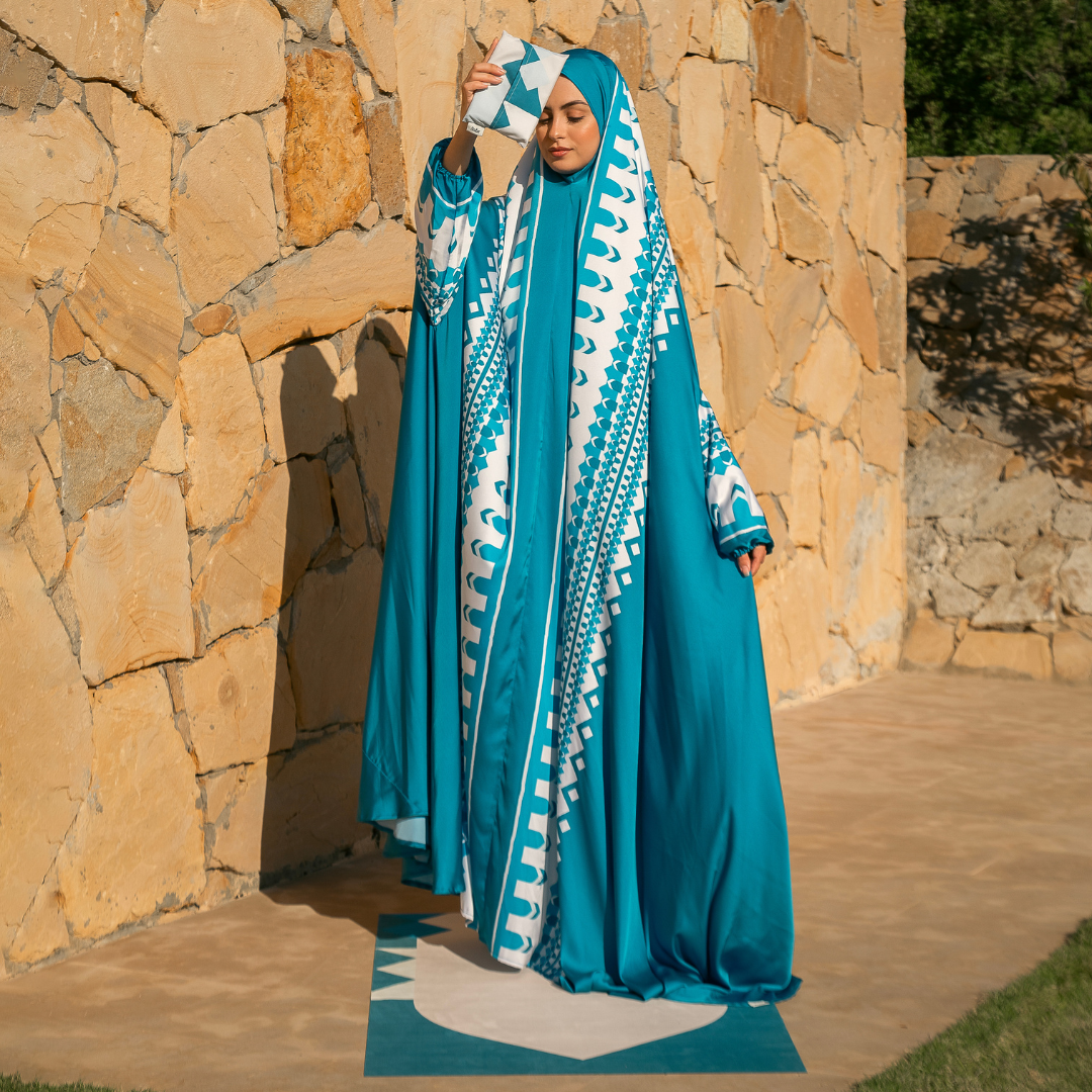 'Manama' Prayer Dress With Pouch, Blue