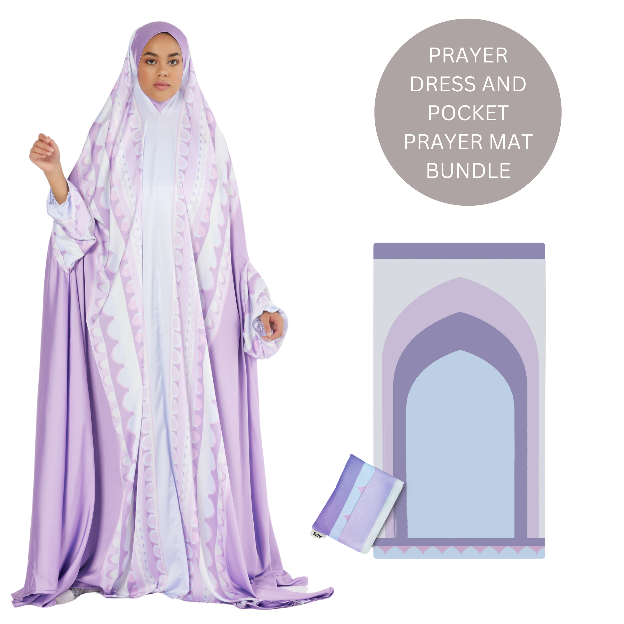 'Baghdad' Prayer Dress & Pocket Prayer Mat Bundle