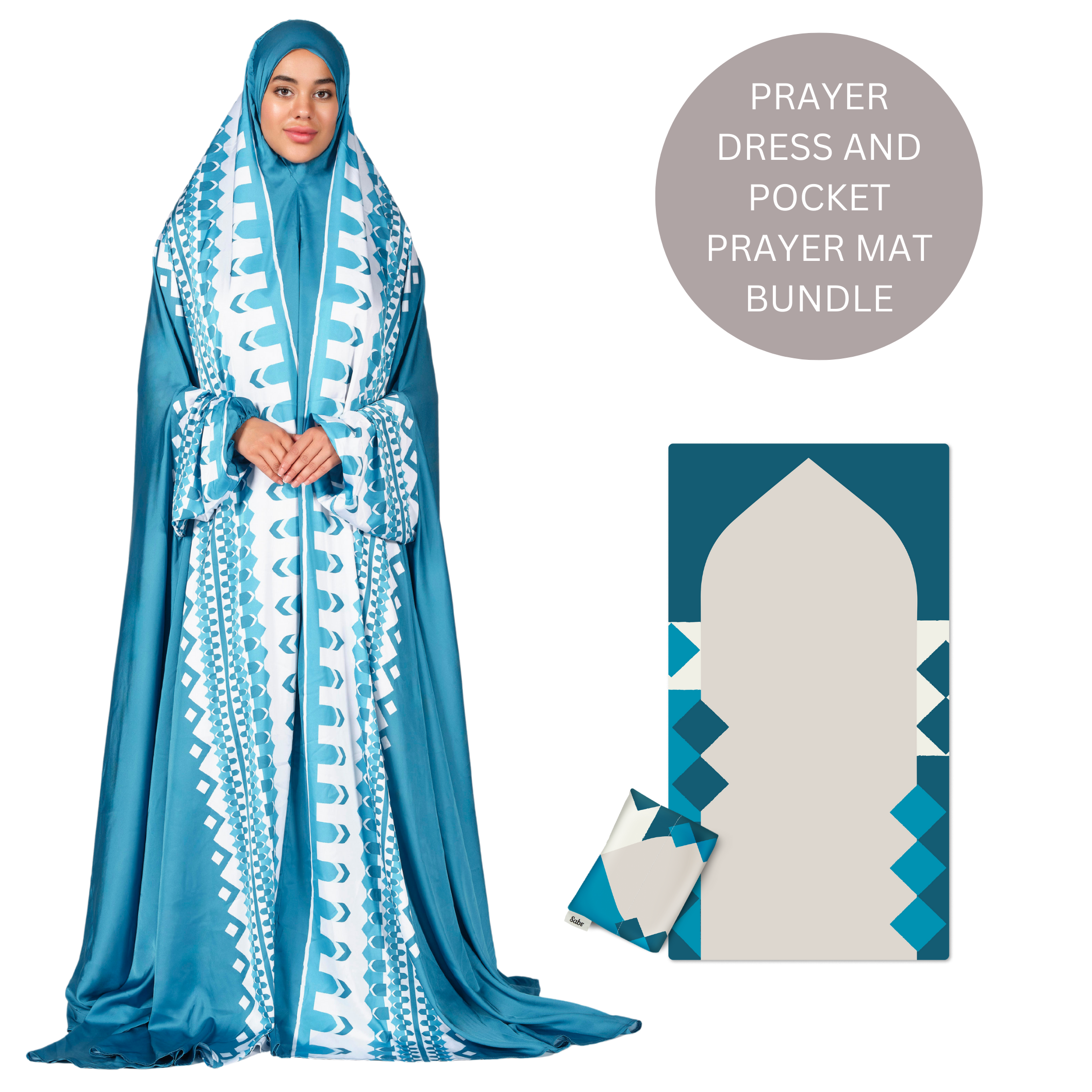 'Manama' Prayer Dress & Pocket Prayer Mat Bundle