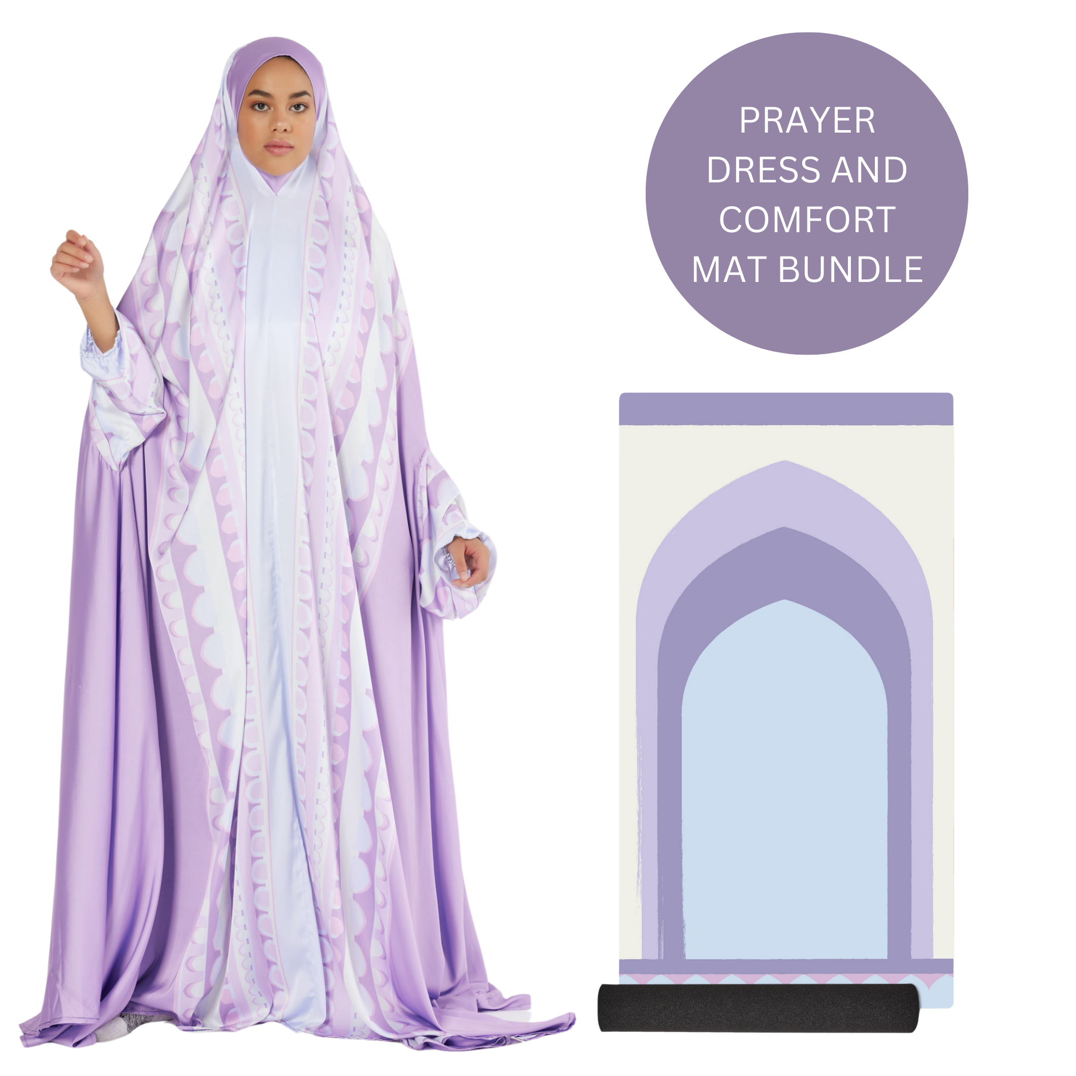 'Baghdad' Prayer Dress & Comfort Prayer Mat Bundle