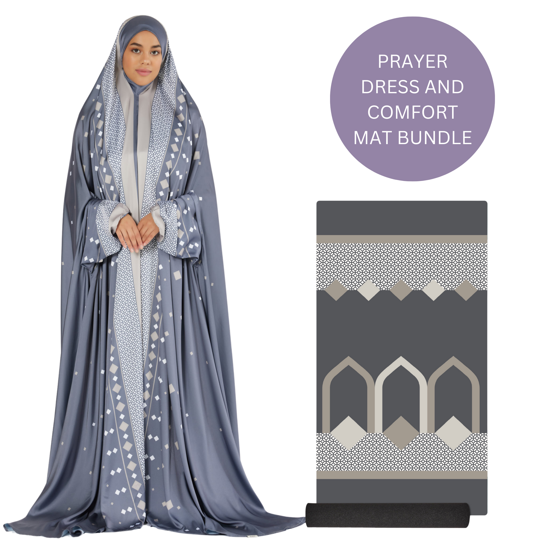 'Abu Dhabi' Prayer Dress & Comfort Prayer Mat Bundle