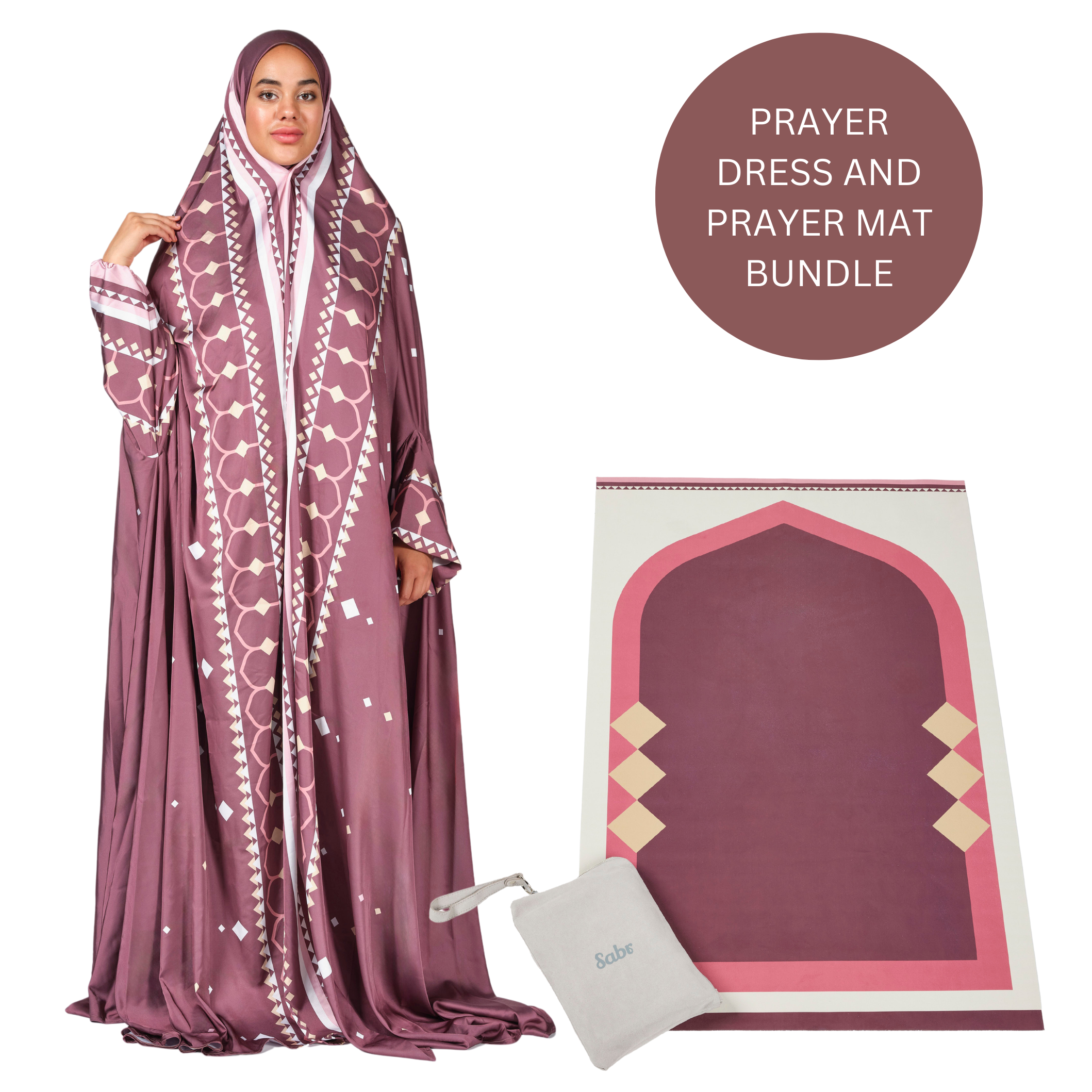 'Lahore' Prayer Dress & Compact Prayer Mat Bundle