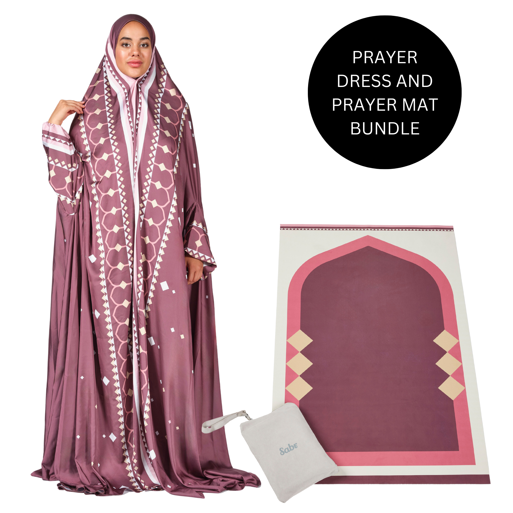 'Lahore' Prayer Dress & Compact Prayer Mat Bundle