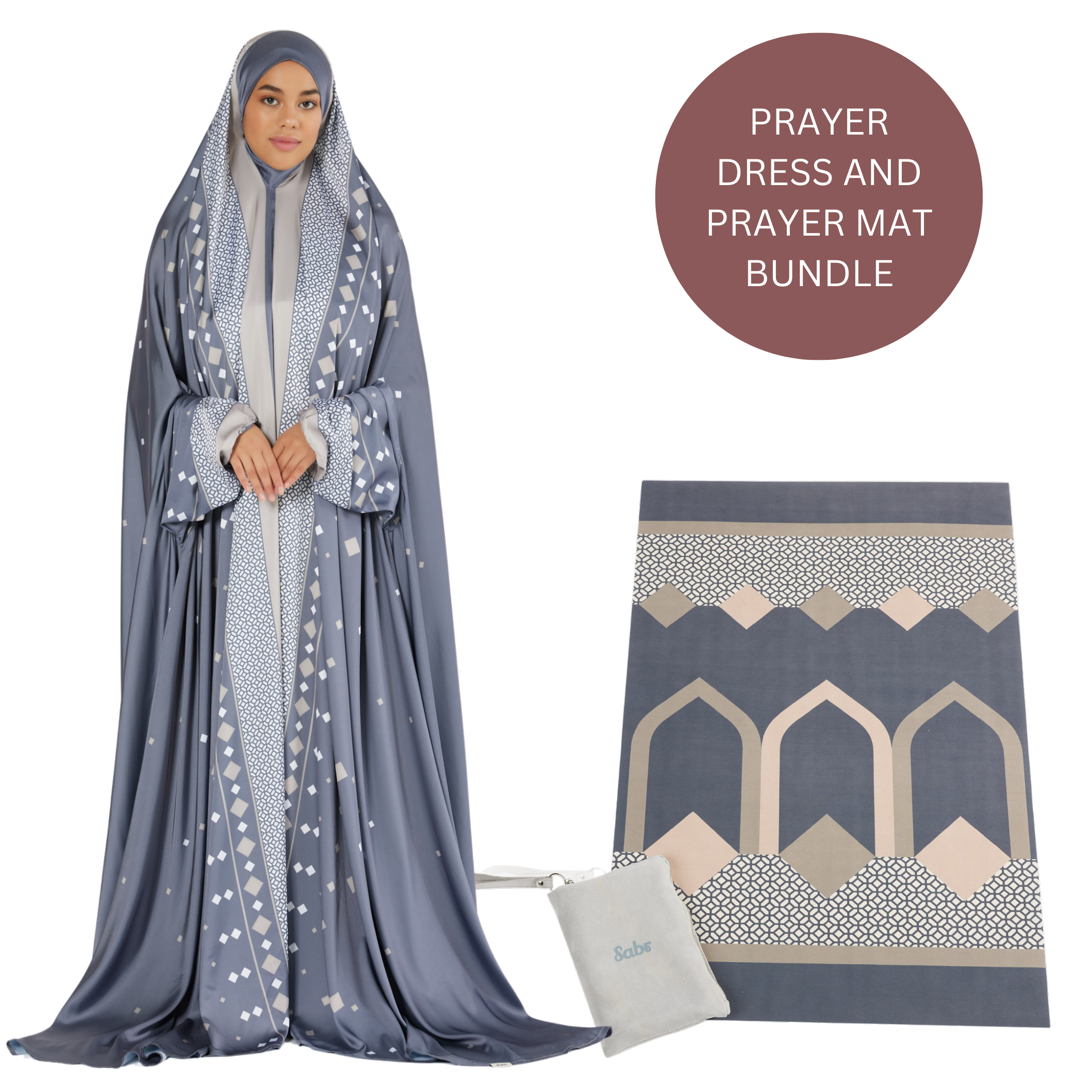 'Abu Dhabi' Prayer Dress & Compact Prayer Mat Bundle