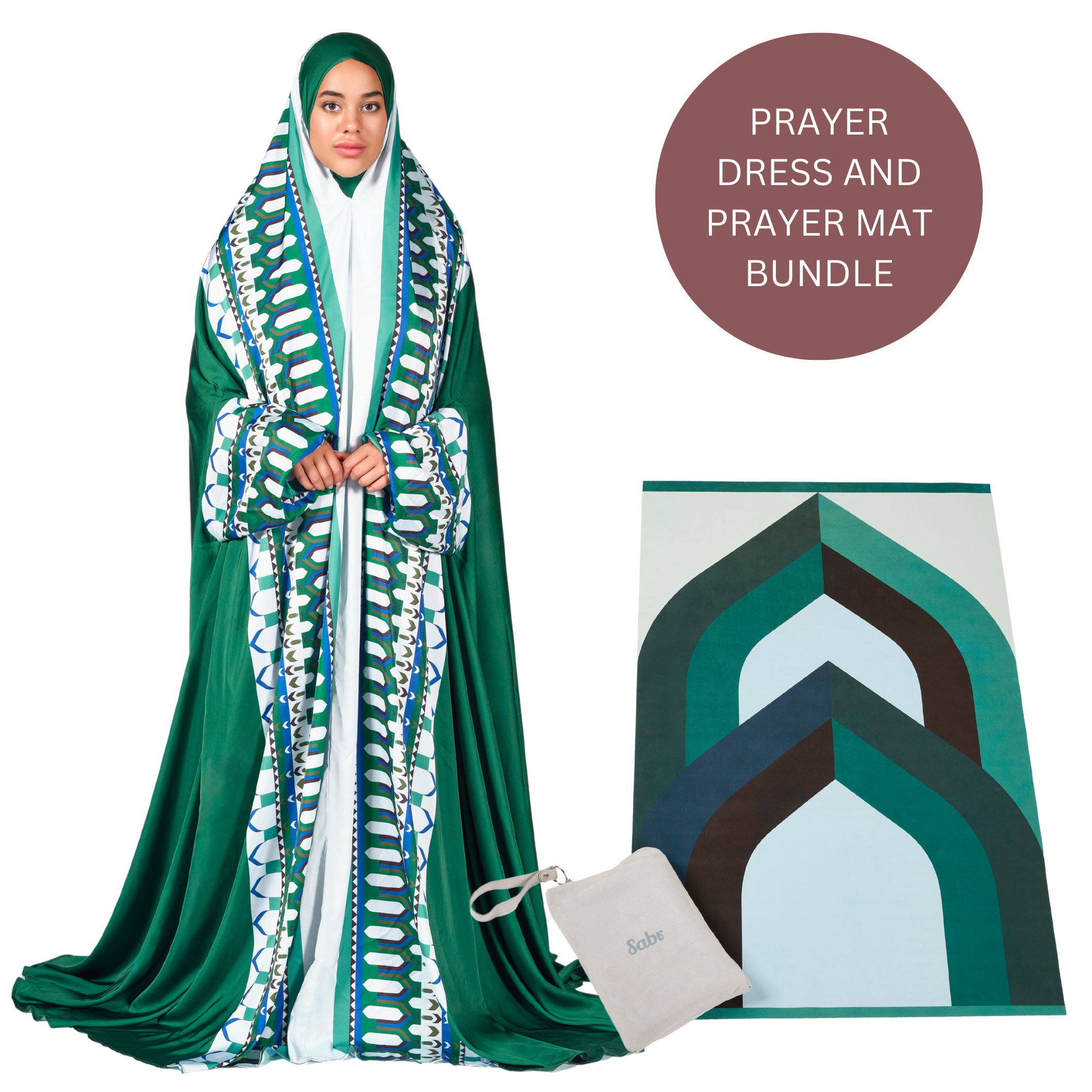 'Riyadh' Prayer Dress & Compact Prayer Mat Bundle