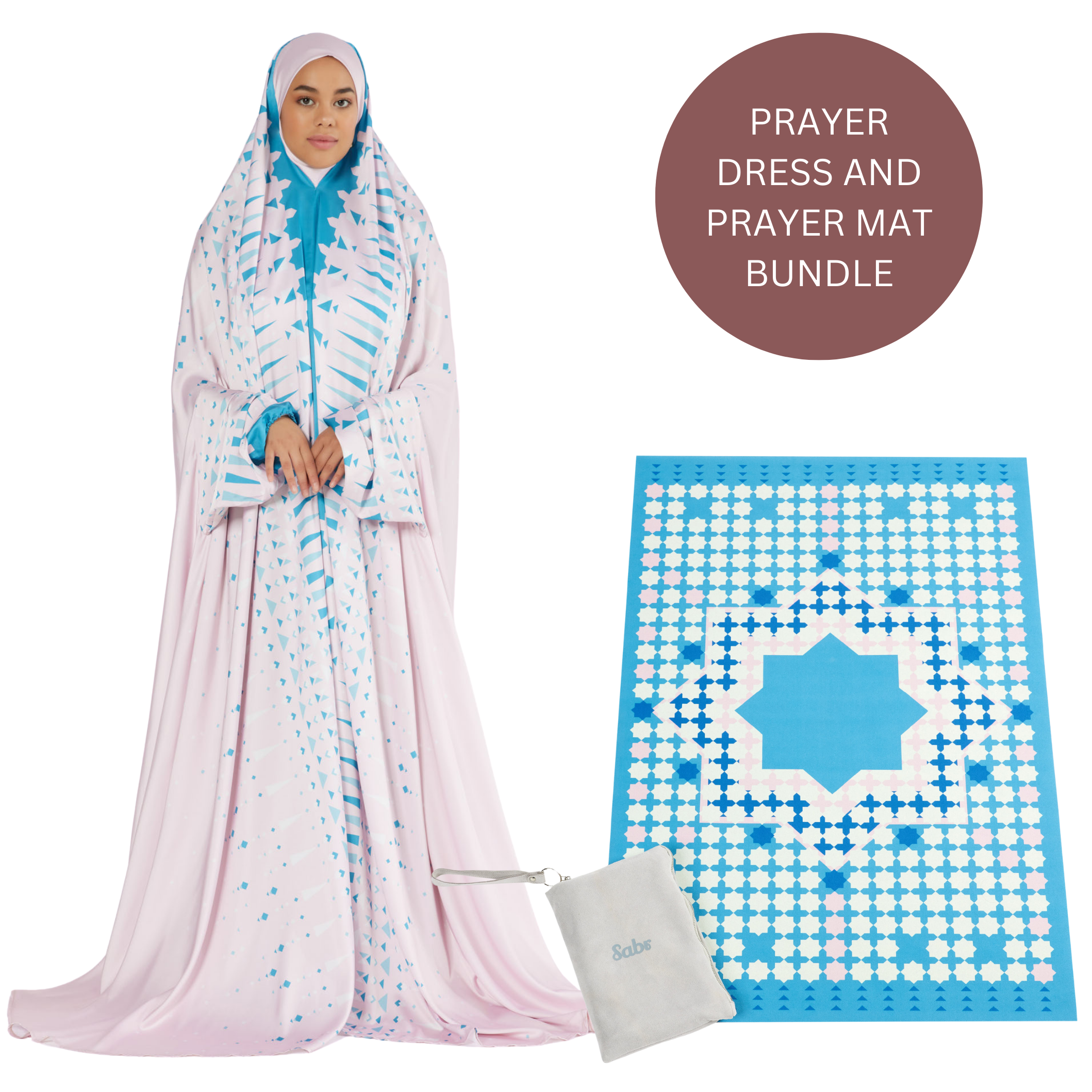 'Marrakesh' Prayer Dress & Compact Prayer Mat Bundle