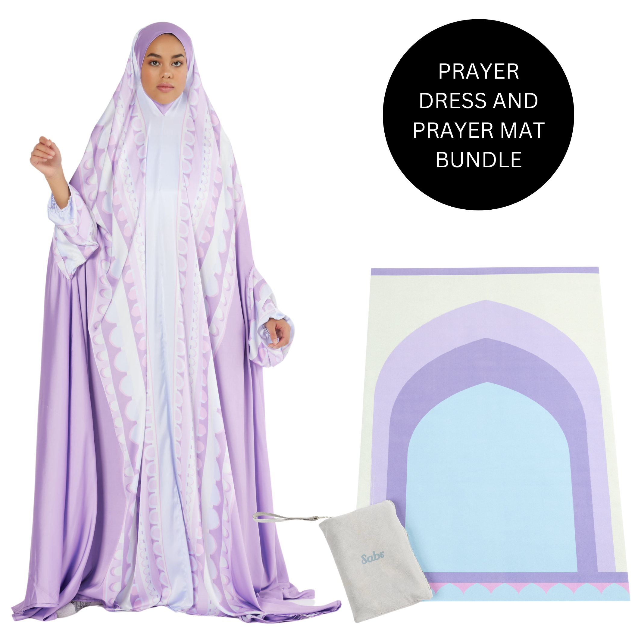 'Baghdad' Prayer Dress & Compact Prayer Mat Bundle