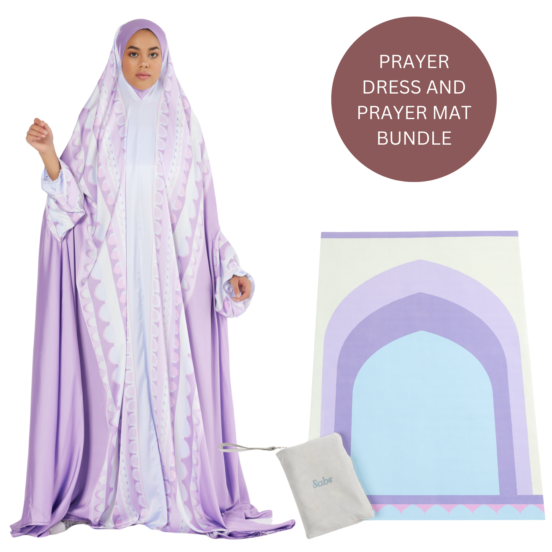 'Baghdad' Prayer Dress & Compact Prayer Mat Bundle