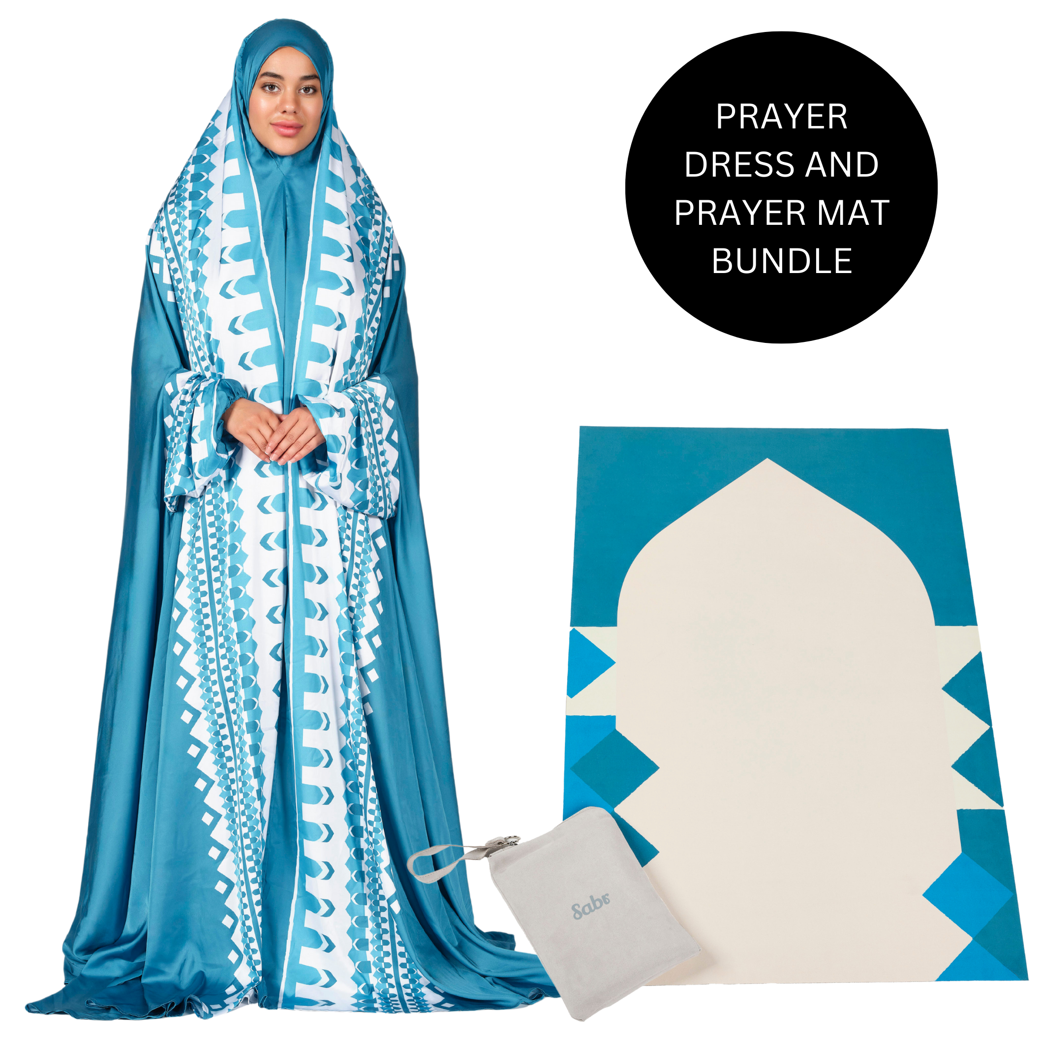 'Manama' Prayer Dress & Compact Prayer Mat Bundle