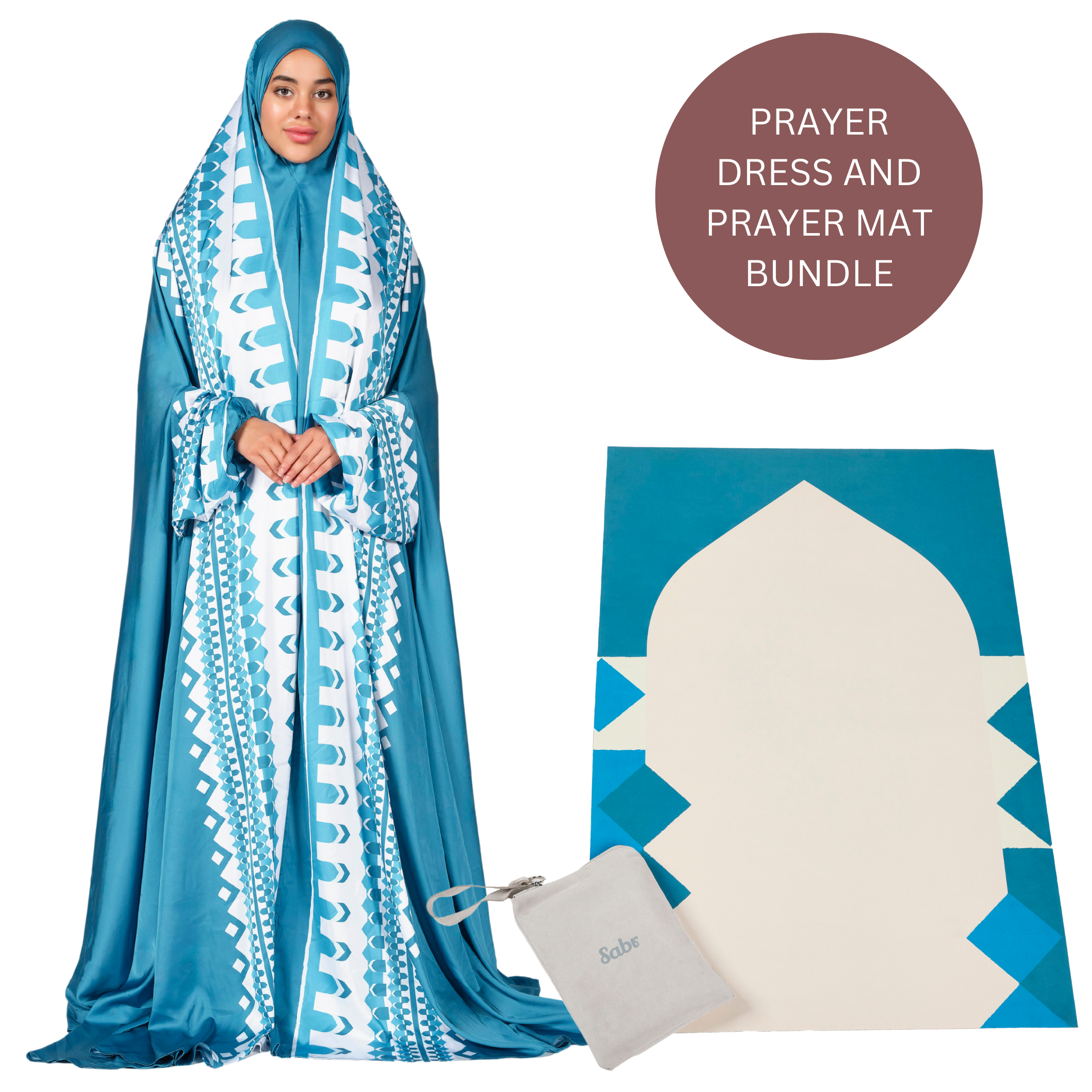 'Manama' Prayer Dress & Compact Prayer Mat Bundle