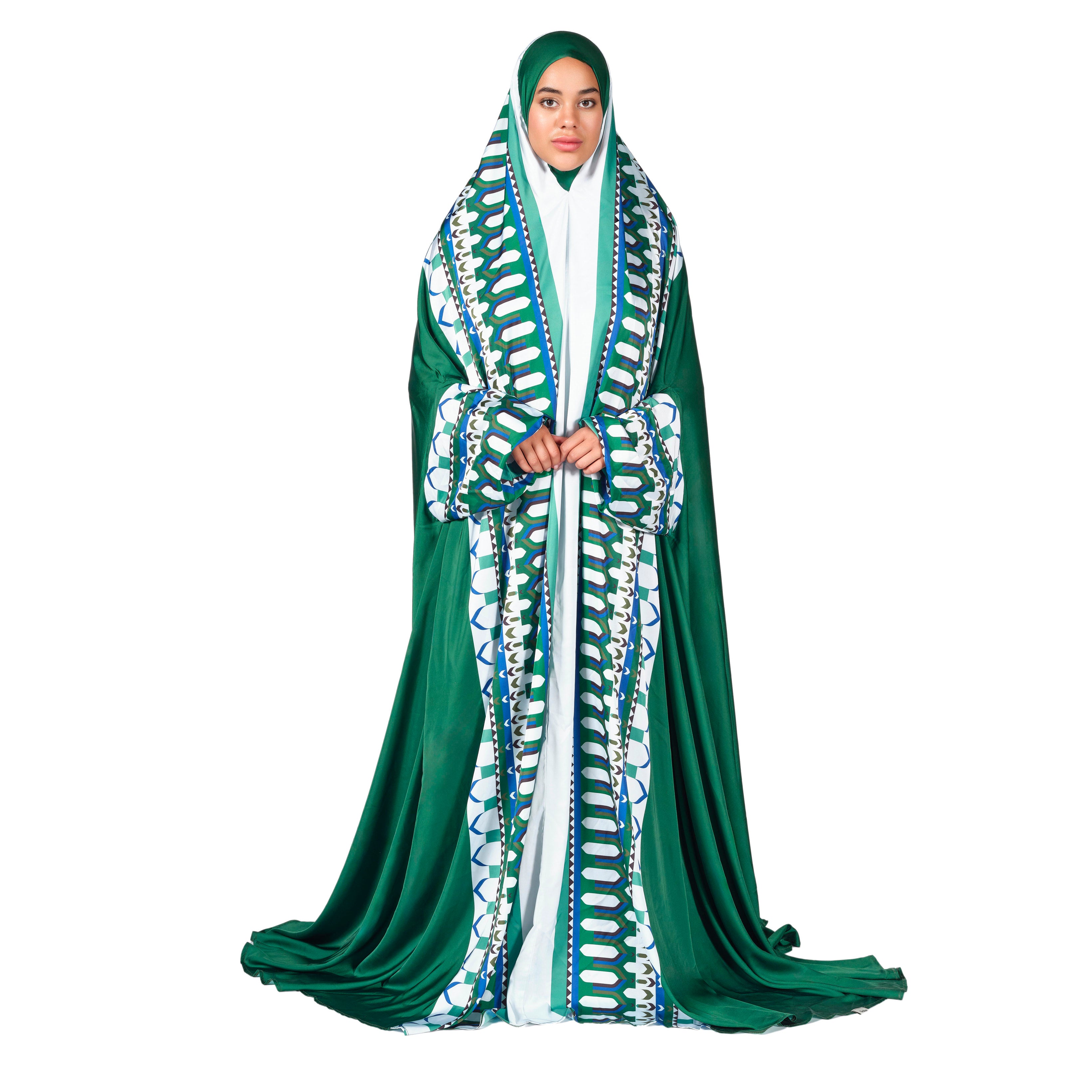 'Riyadh' Prayer Dress With Pouch, Green