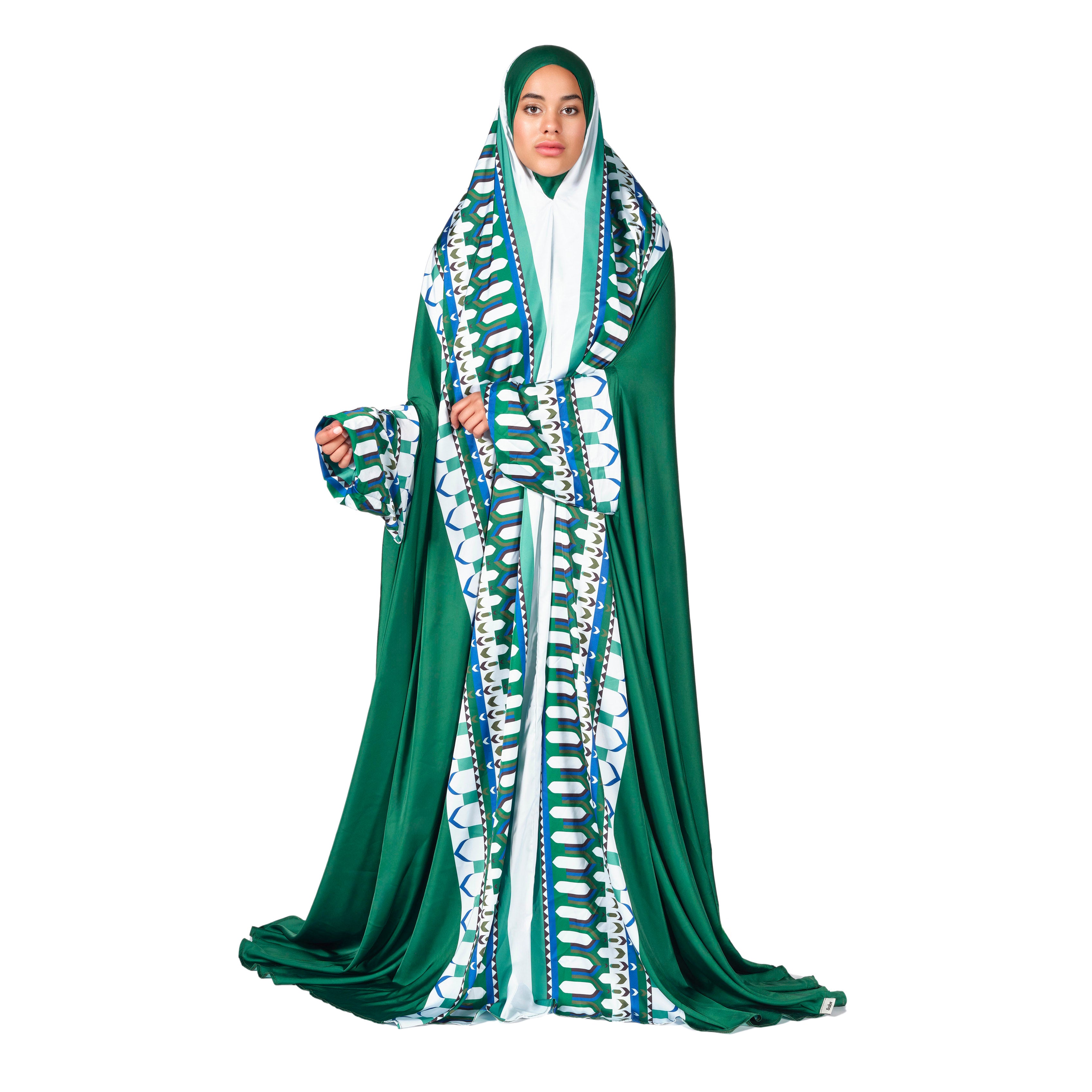 'Riyadh' Prayer Dress With Pouch, Green