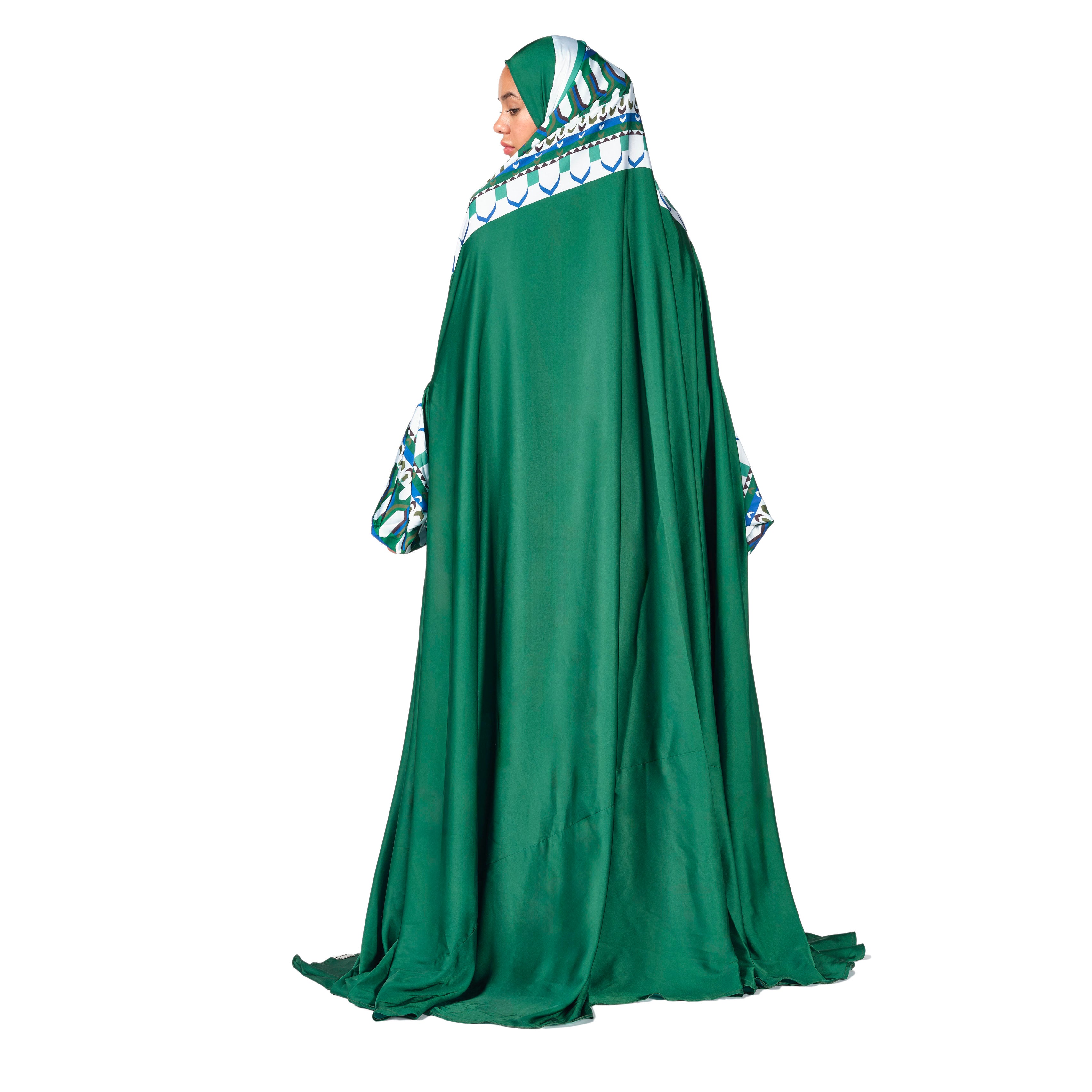 'Riyadh' Prayer Dress With Pouch, Green