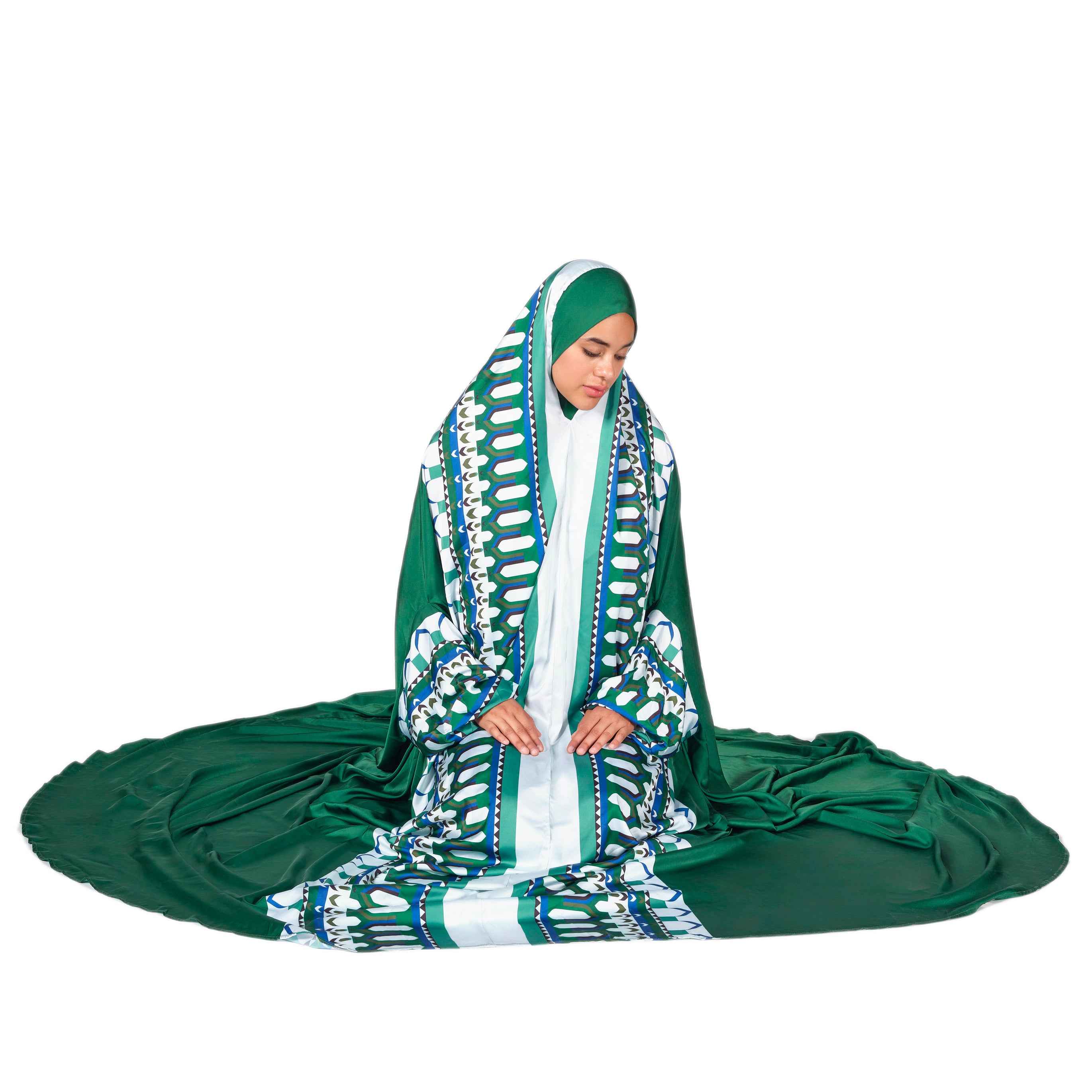 'Riyadh' Prayer Dress With Pouch, Green