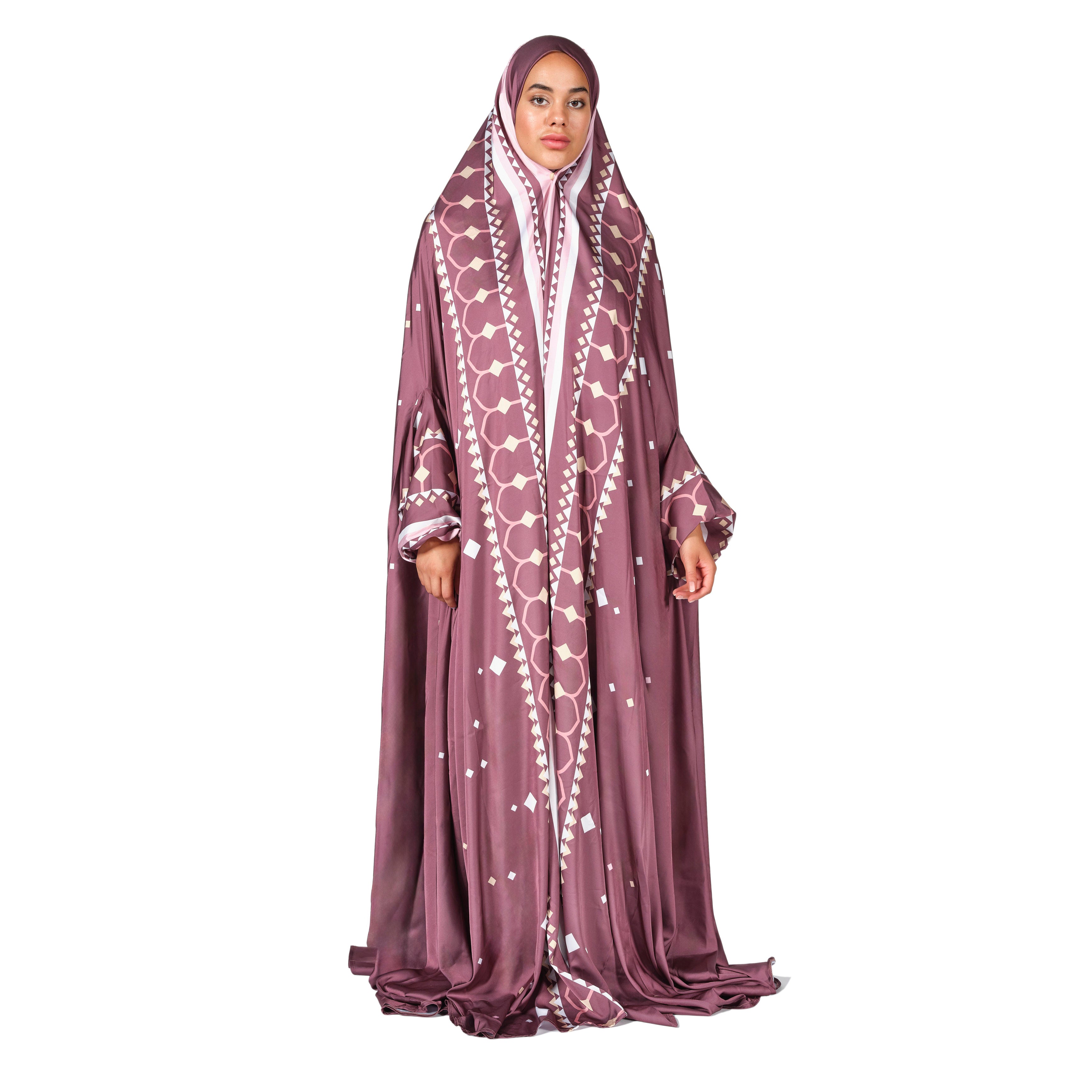 'Lahore' Prayer Dress With Pouch, Burgundy