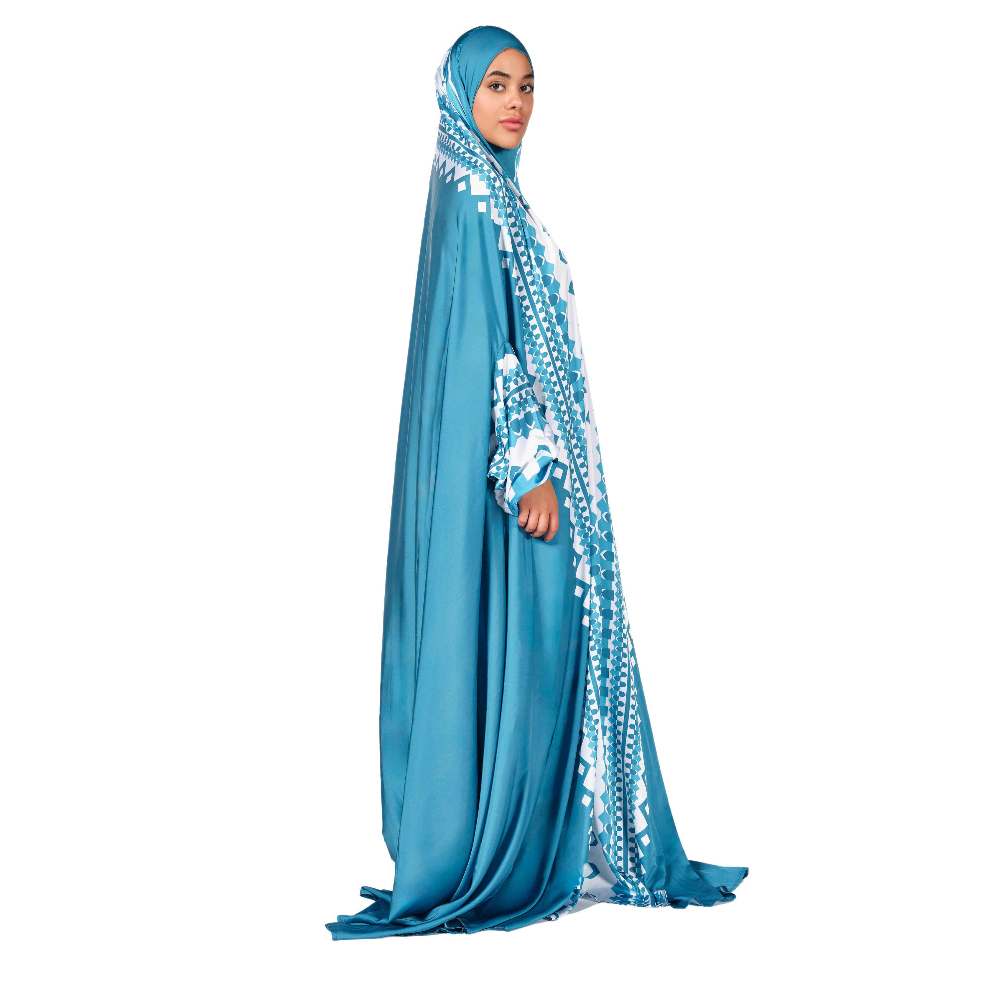 'Manama' Prayer Dress With Pouch, Blue