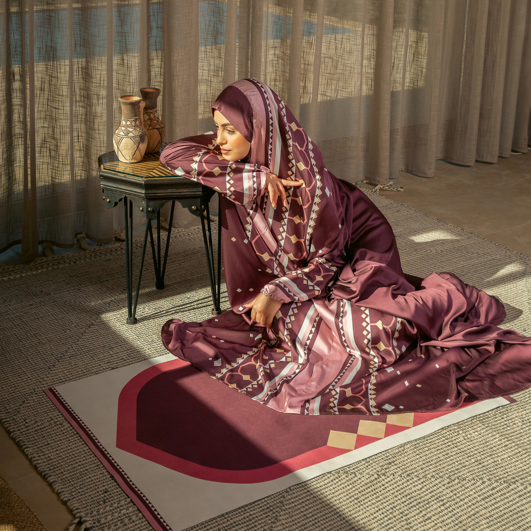 'Lahore' Prayer Dress & Compact Prayer Mat Bundle