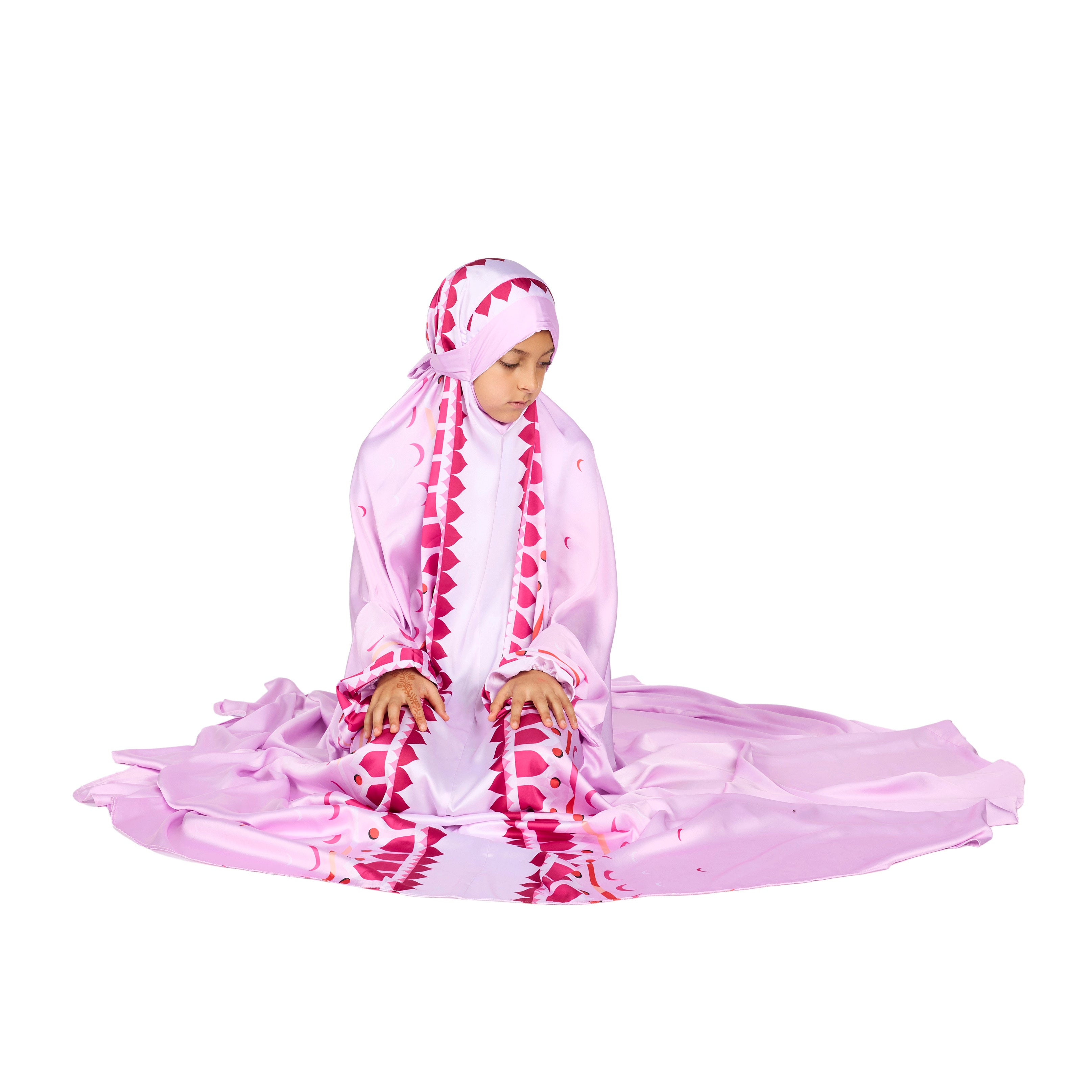 'Desert Voyage I' Kids Prayer Dress With Pouch, Pink