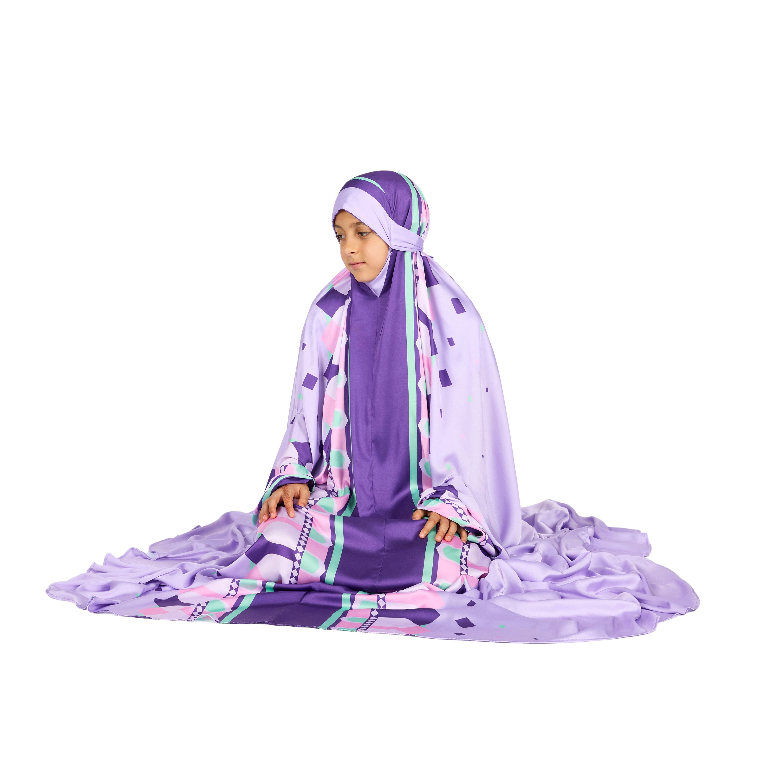 'Divine Arches I' Kids Prayer Dress With Pouch, Purple