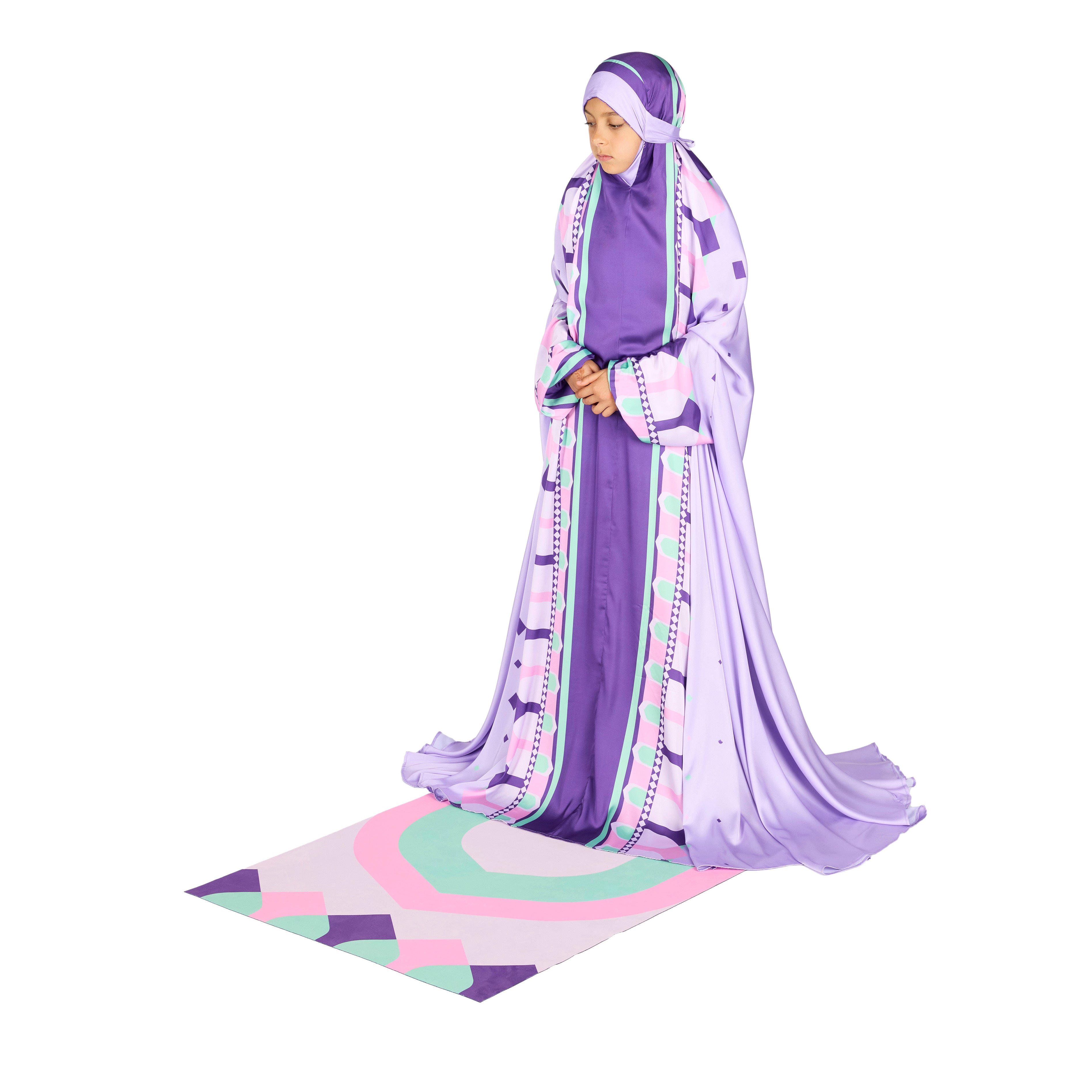 'Divine Arches I' Kids Prayer Dress & Compact Prayer Mat Bundle