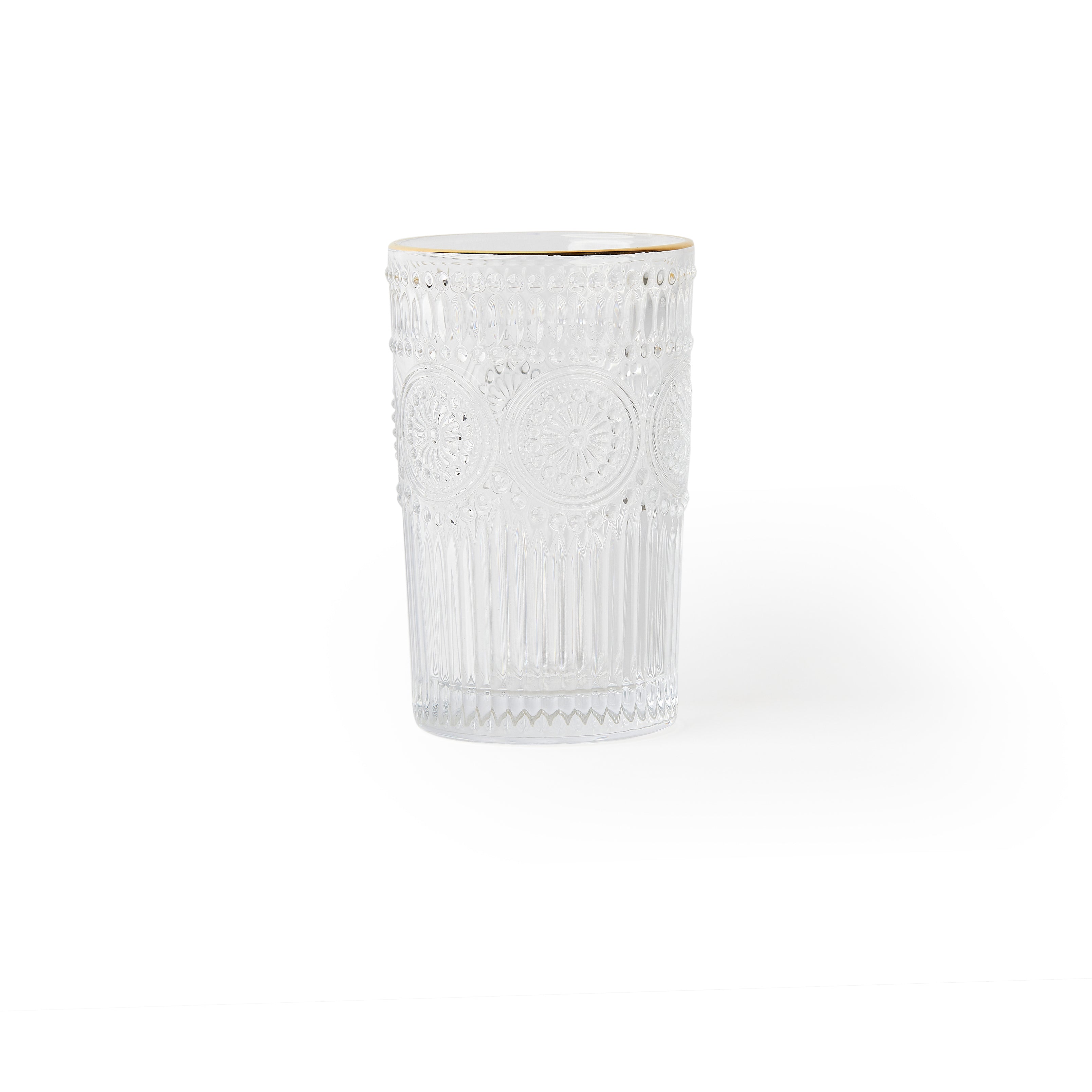 Ray' Gold Rimmed Sunflower Ribbed Glass