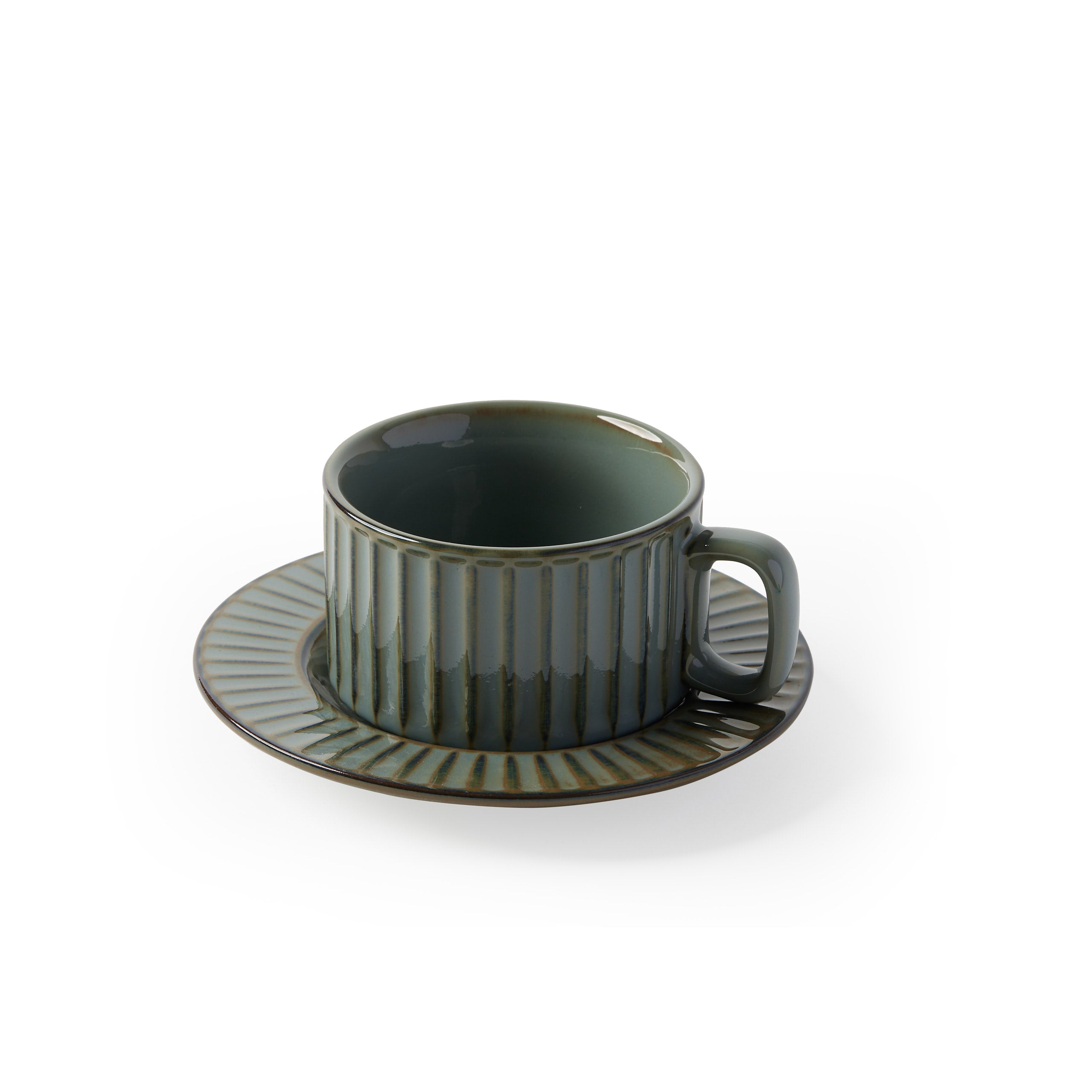 'Claudio' Teacup & Saucer [Dark Sage]