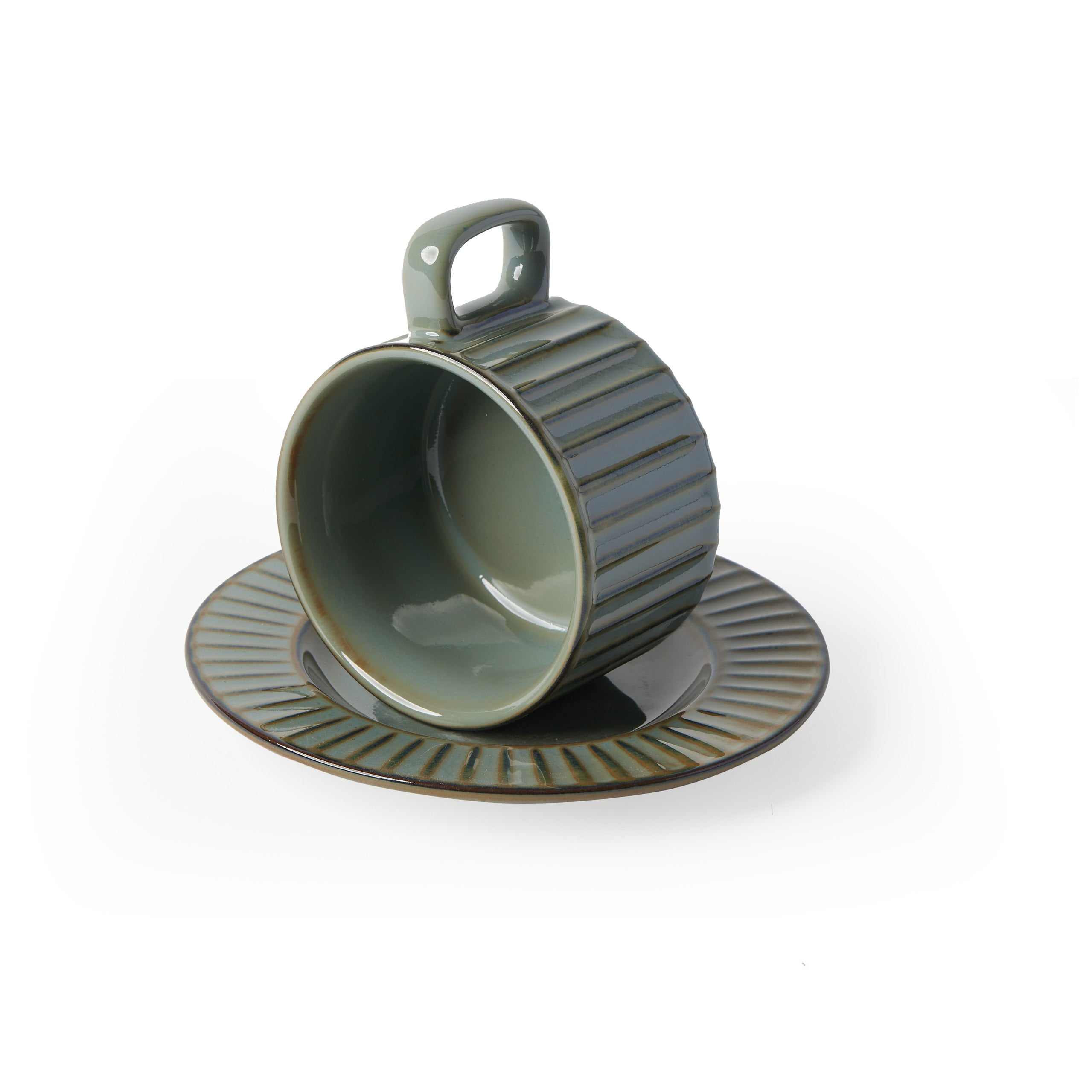 'Claudio' Teacup & Saucer [Dark Sage]