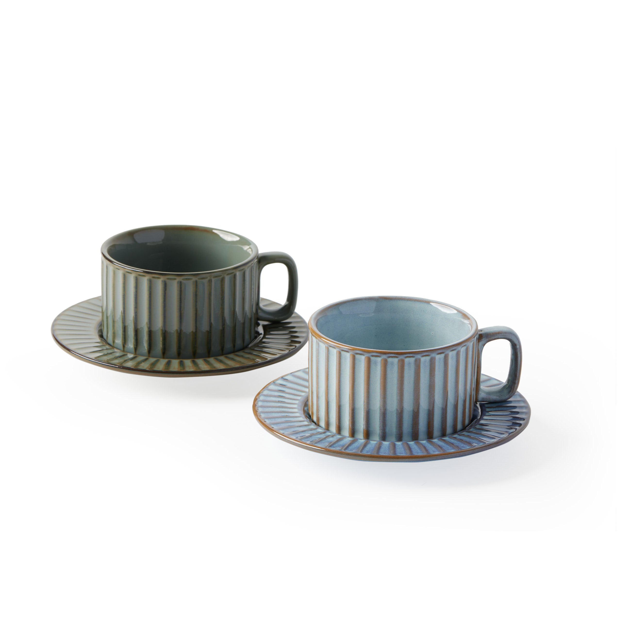 'Claudio' Teacup & Saucer [Dark Sage]