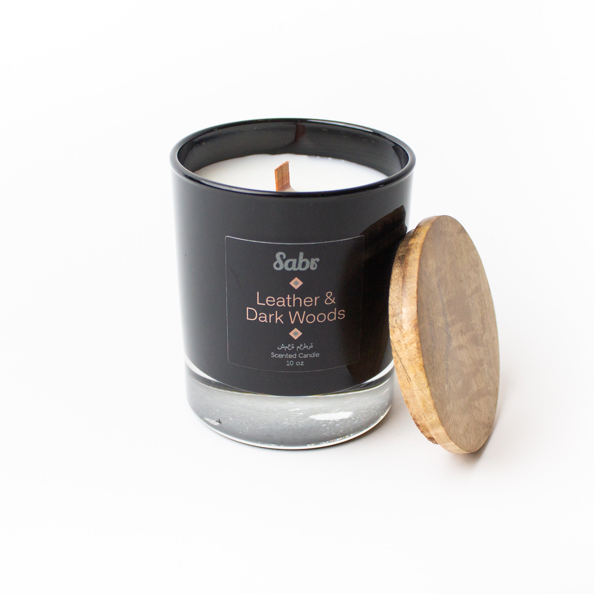 Leather & Dark Woods 10oz woodwick candle